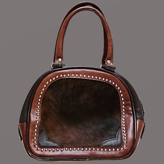 American West Genuine Leather and Hair On Cowhide Brown