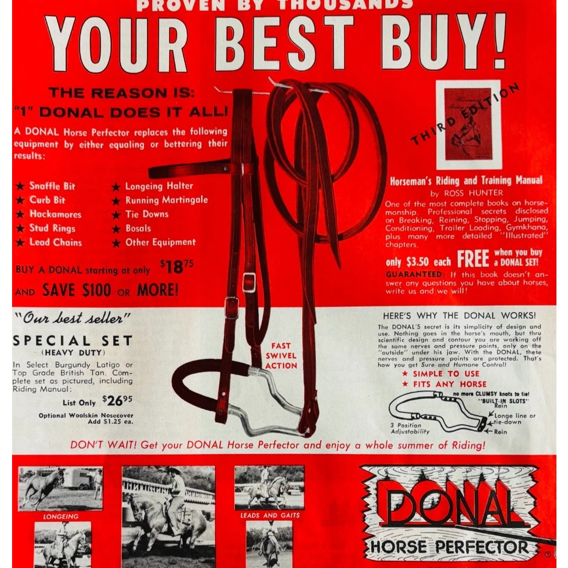 Donal Horse Perfector Bitless Bridle Tack Vintage Collectible