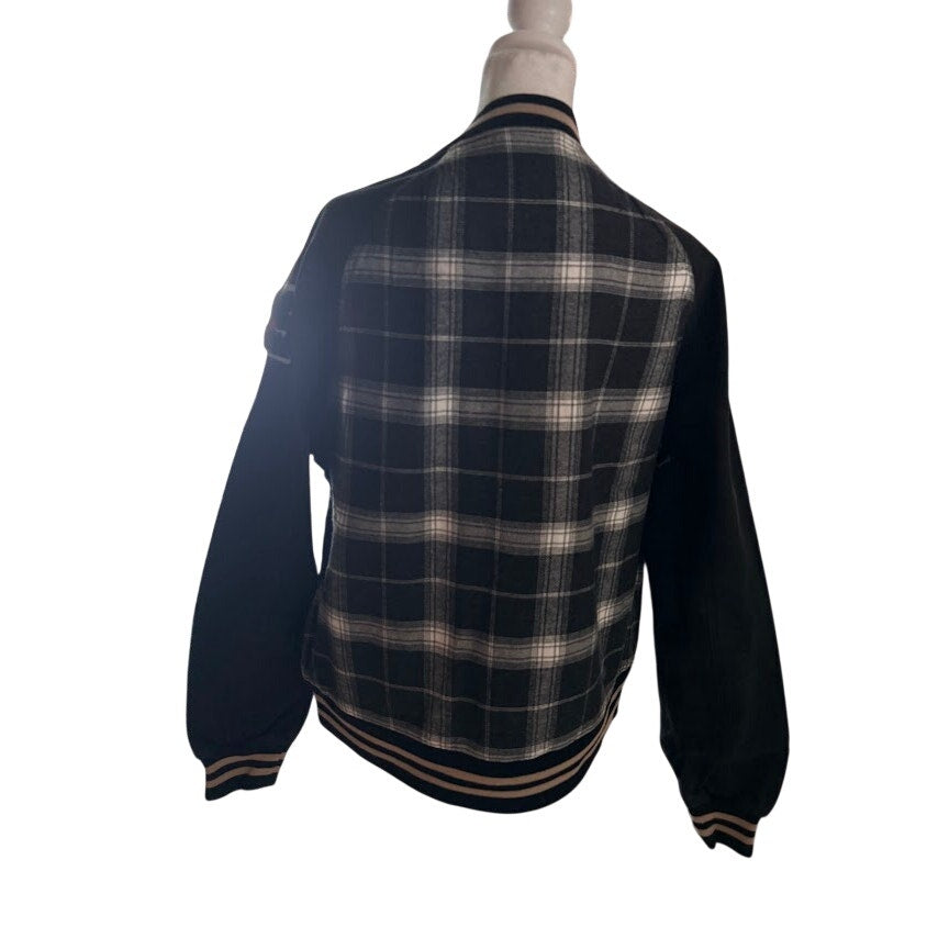 STS Ranch Wear Western Varsity Jacket Womens Large Plaid Patches New