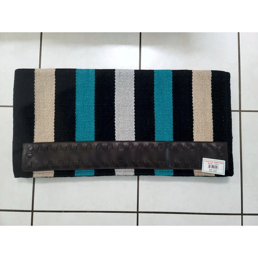 Casa Zia New Zealand Wool Saddle Blanket NEW Black Teal Cream Silver 32x32