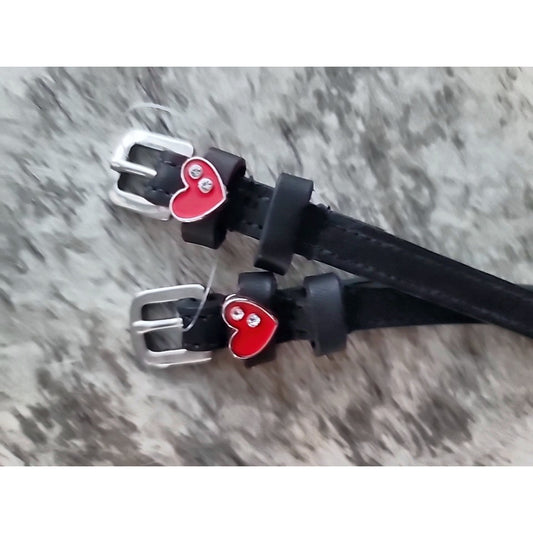 Red Hearts English Spur Straps