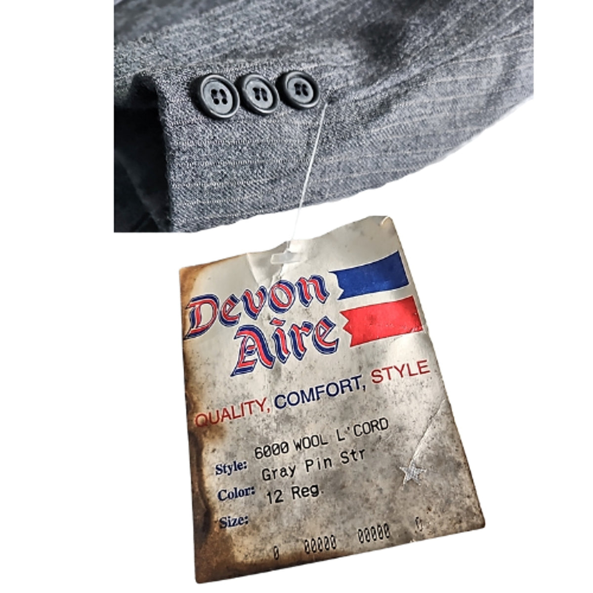 Devon-Aire Wool L'Cord Show Coat Jacket Gray Pinstripe Ladies Size 12 NEW