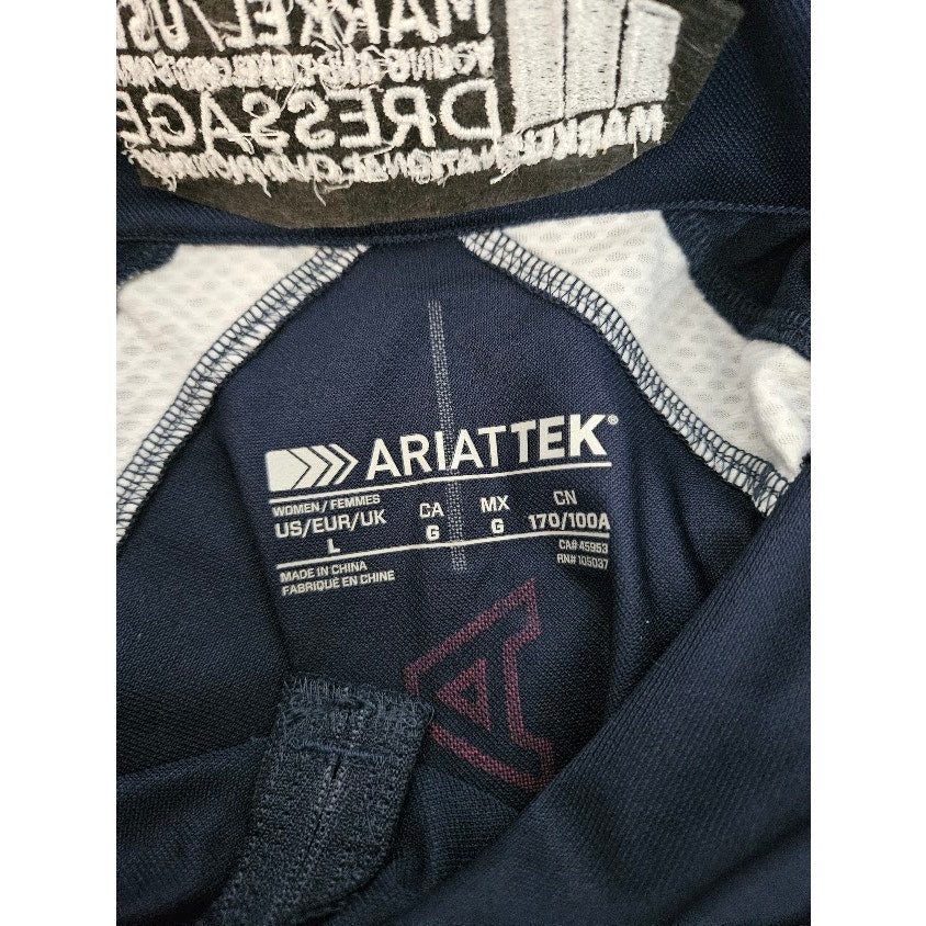 Ariat Navy Blue, Red and White Sunstopper 2.0 1/4 Zip Baselayer Womens Large