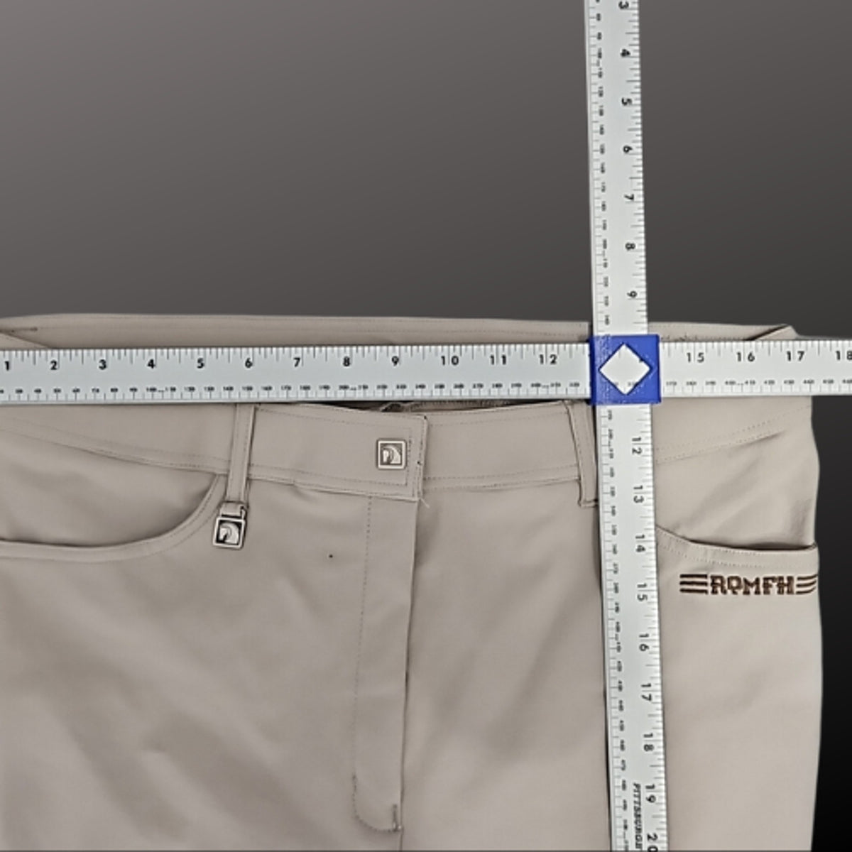 Romfh Full Seat Tan Gray English Breeches Size 34L Pre-Loved