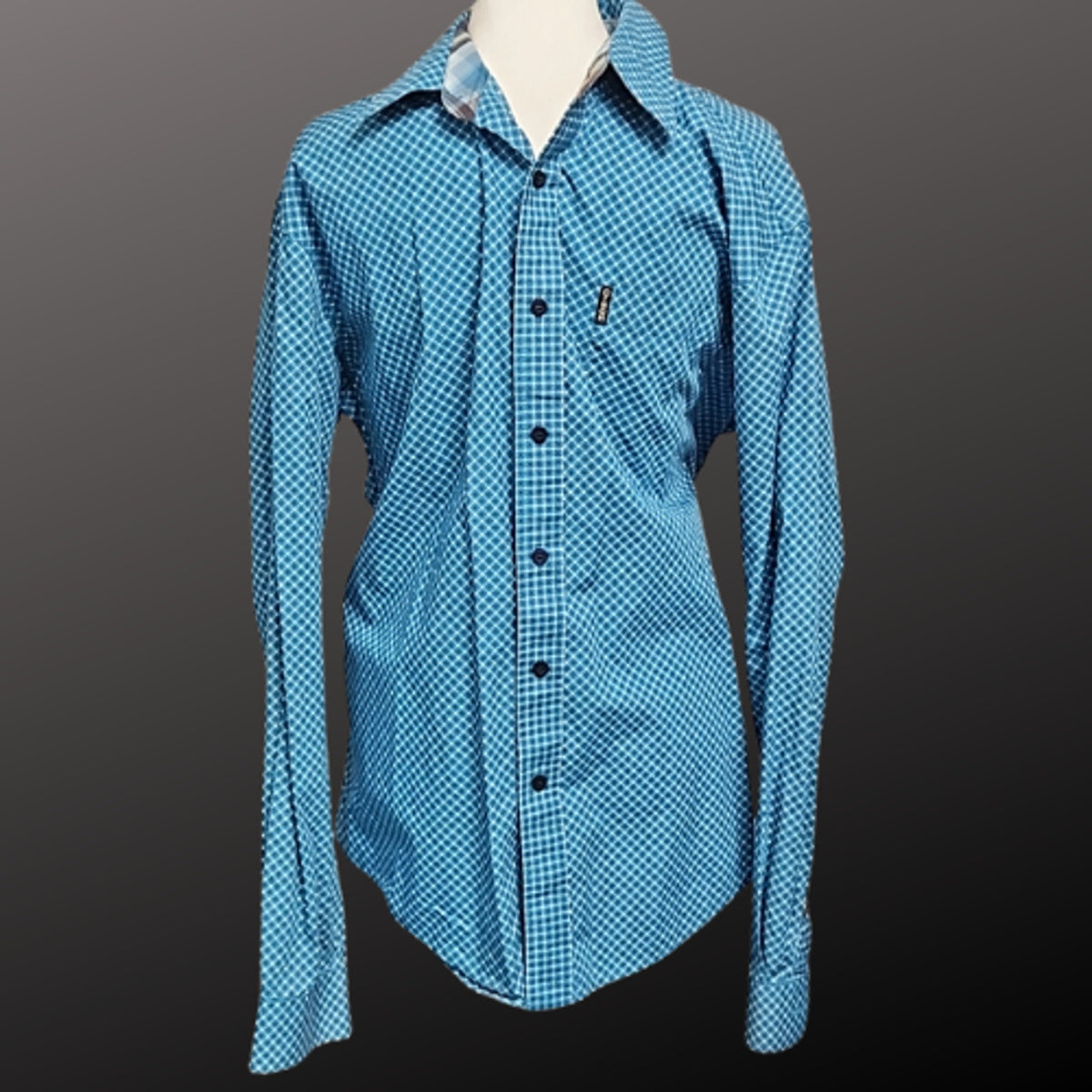 Cinch Mens Teal Long Sleeve Western Show Shirt Size Medium