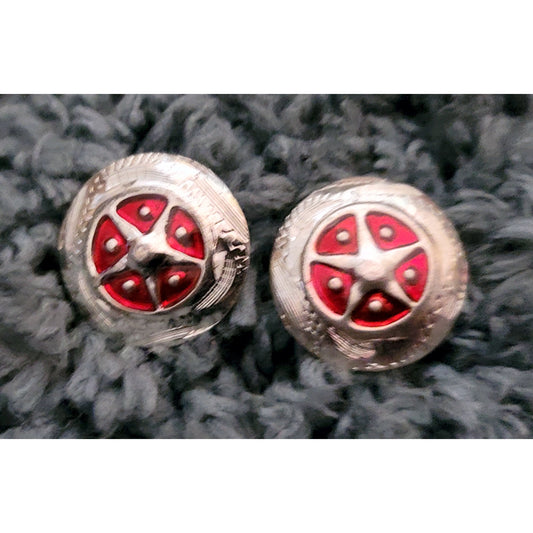 Silver Star Concho Red enamel accent NEW by Action Company 1 1/2" Set of 4