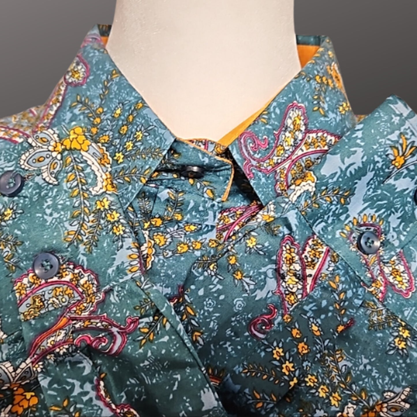 Royal Highness Equestrian Western Show Shirt Teal Paisley 3XL NWT