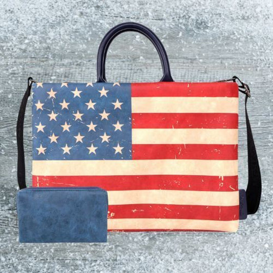 Montana West Waterproof USA Flag Laptop Sleeve Messenger Bag Computer Bag 15"