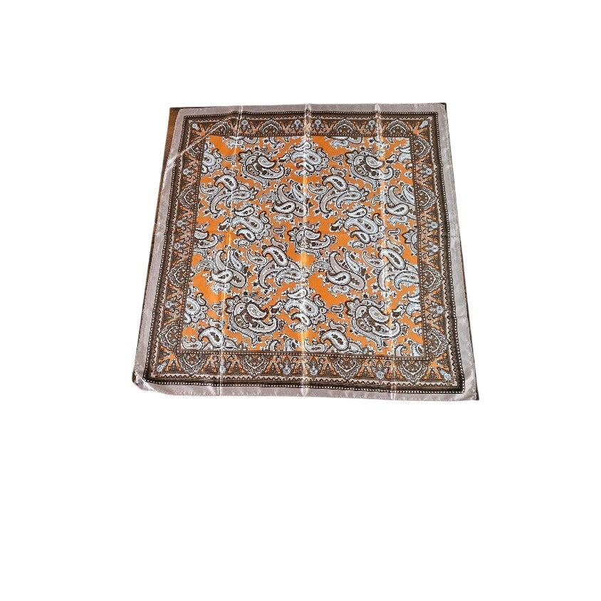 Scarf Wild Rag Browns and Orange 36x36