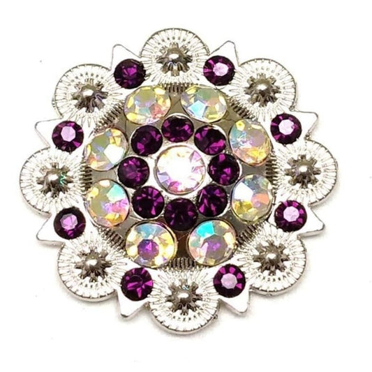 Western Scarf Slide Purple Burgundy Crystal Silver NEW