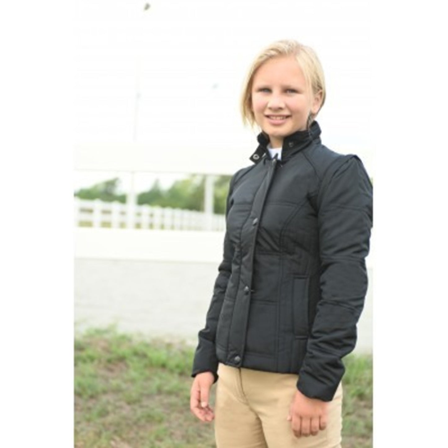 KAKI Child Youth Puffer Jacket Black size 4 - zip off sleeves!