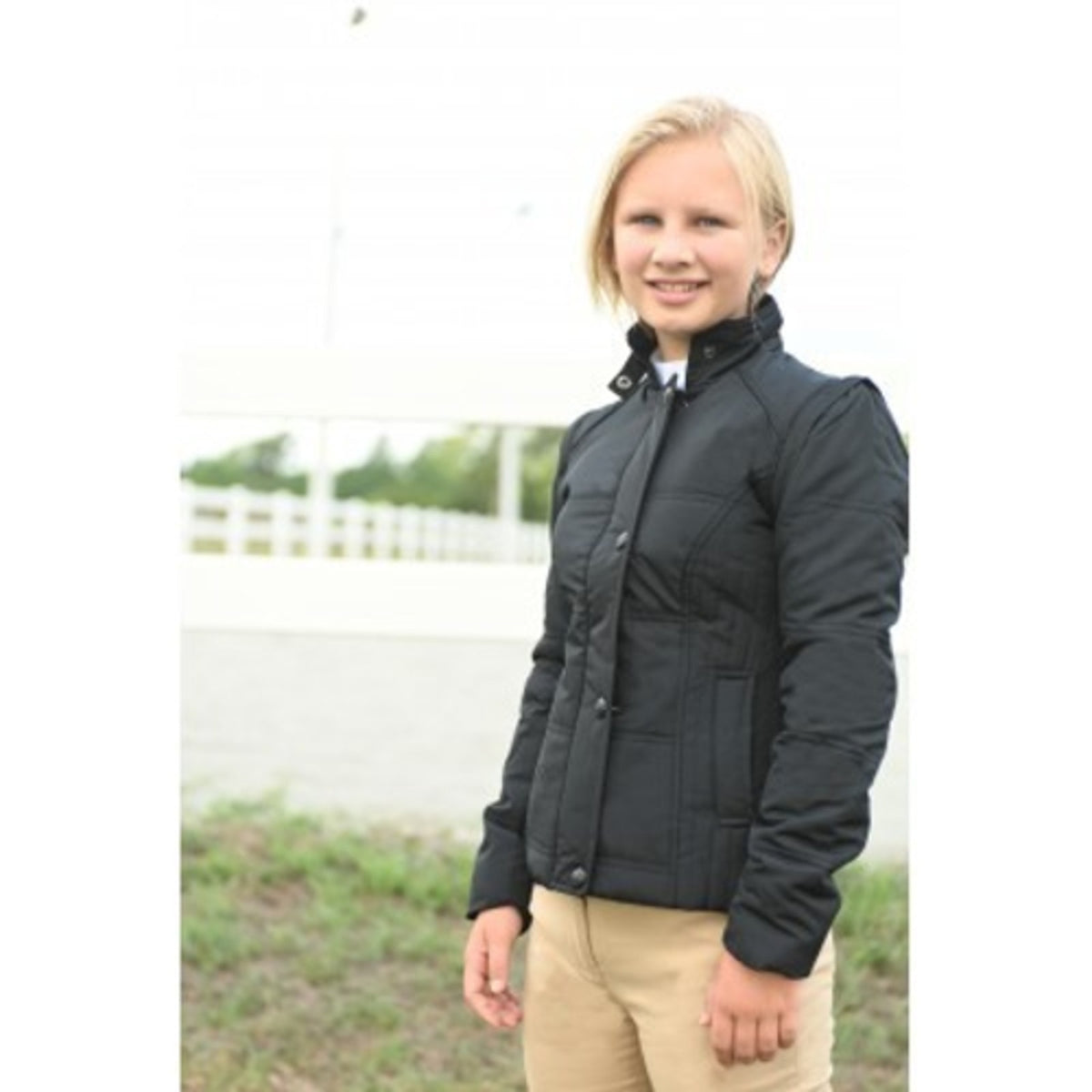 KAKI Child Youth Puffer Jacket Black size 4 zip off sleeves