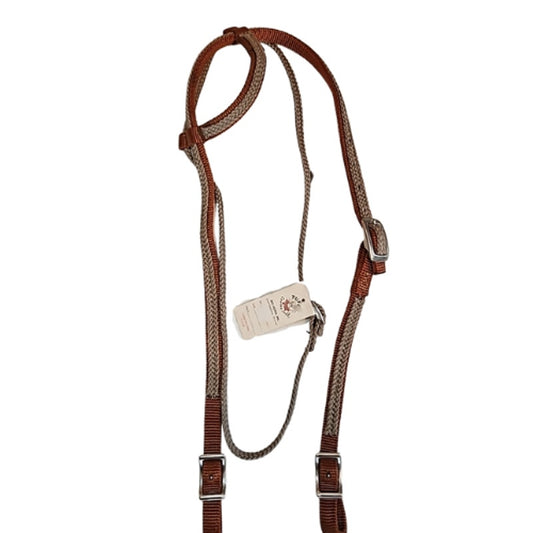 Tuffy Big Horn One Ear Headstall Brown Tan Horse Size
