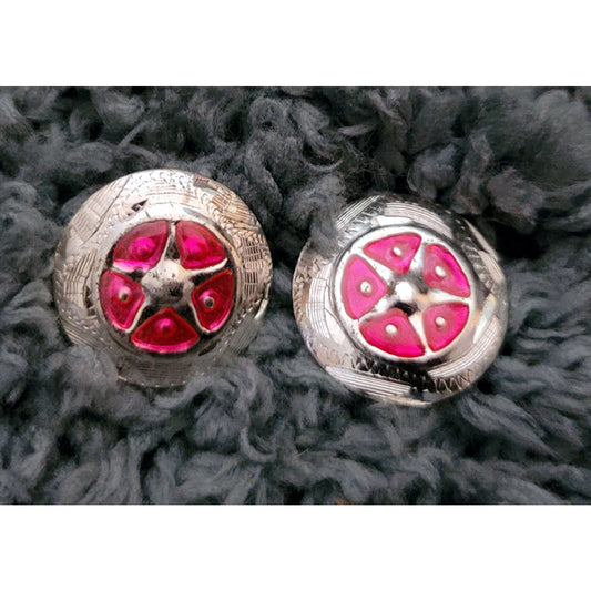 Silver Star Concho Pink enamel accent NEW by Action Company 1 1/2" Set of 4