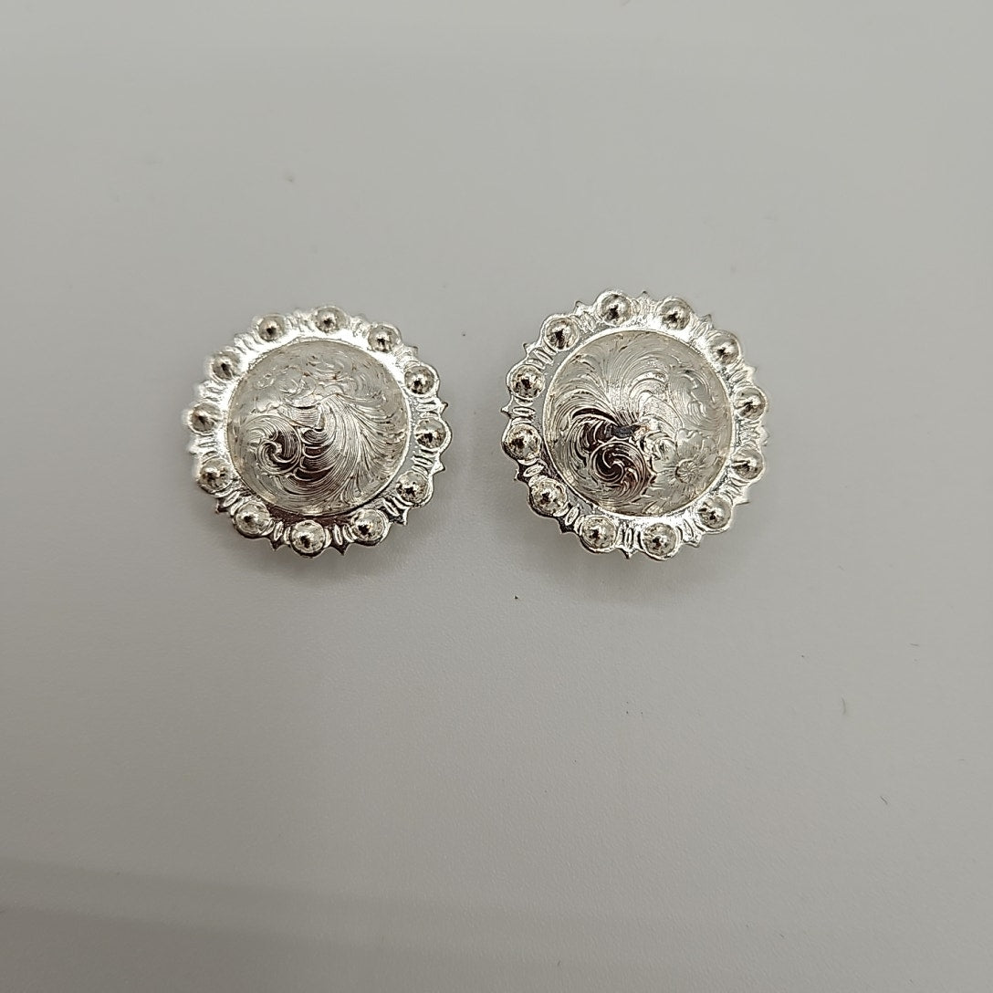 Silver Conchos 1" Chicago Screw back set of 2