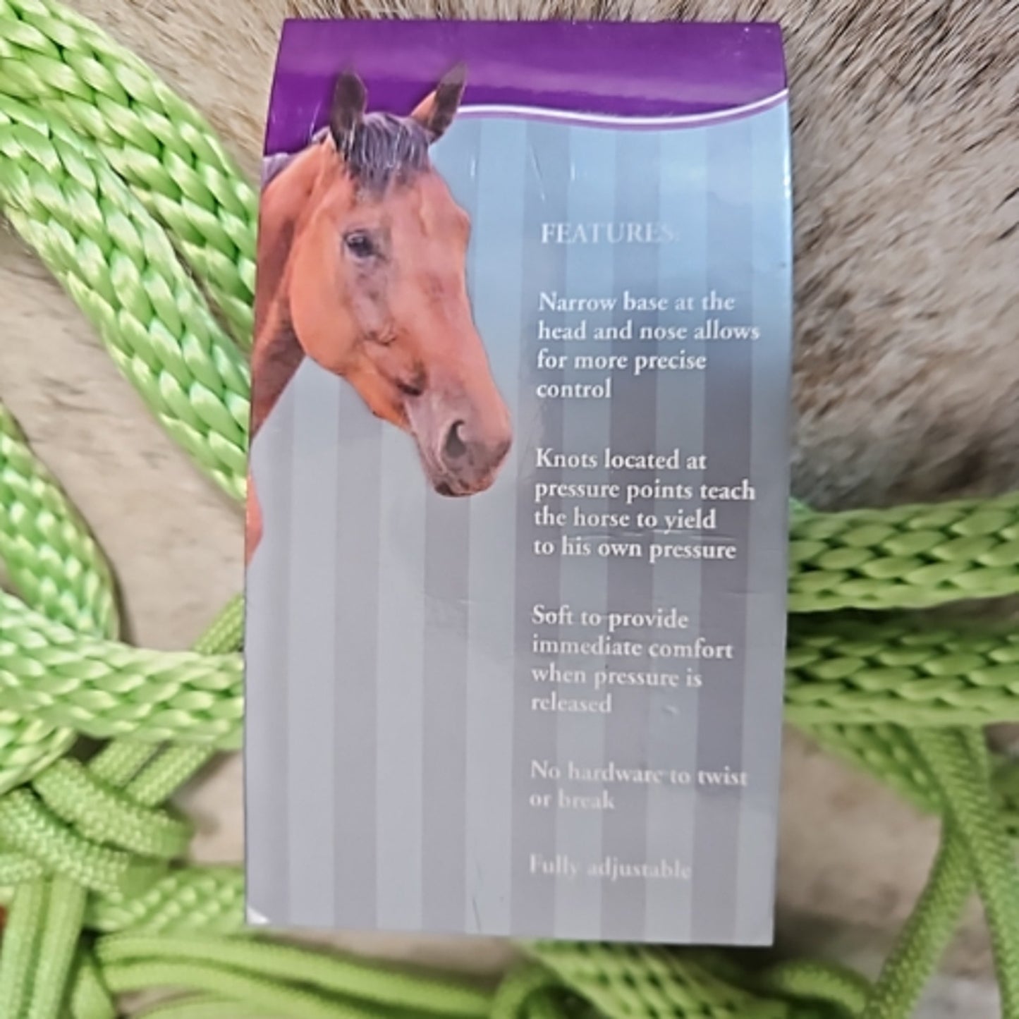 DuMor Lime Green Horse Rope Halter with Attached Lead