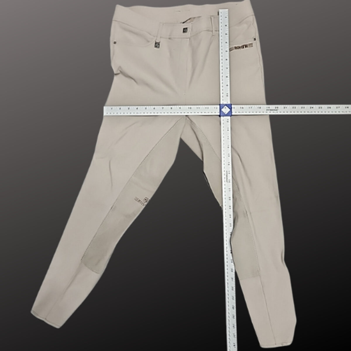 Romfh Full Seat Tan Gray English Breeches Size 34L Pre-Loved