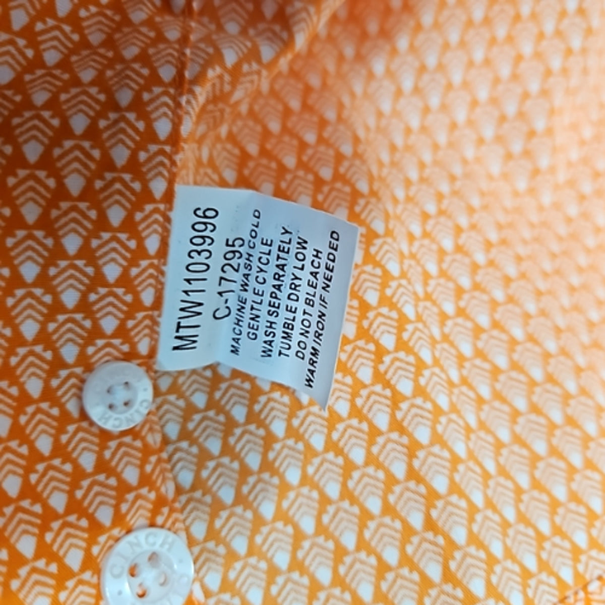 Cinch Mens Orange Arrows Long Sleeve Western Show Shirt Size Small Pre-Loved