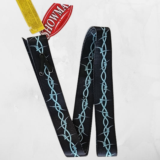 Showman Black Nylon Tie Strap & Off Billet Set Turquoise Barb Wire Design NEW
