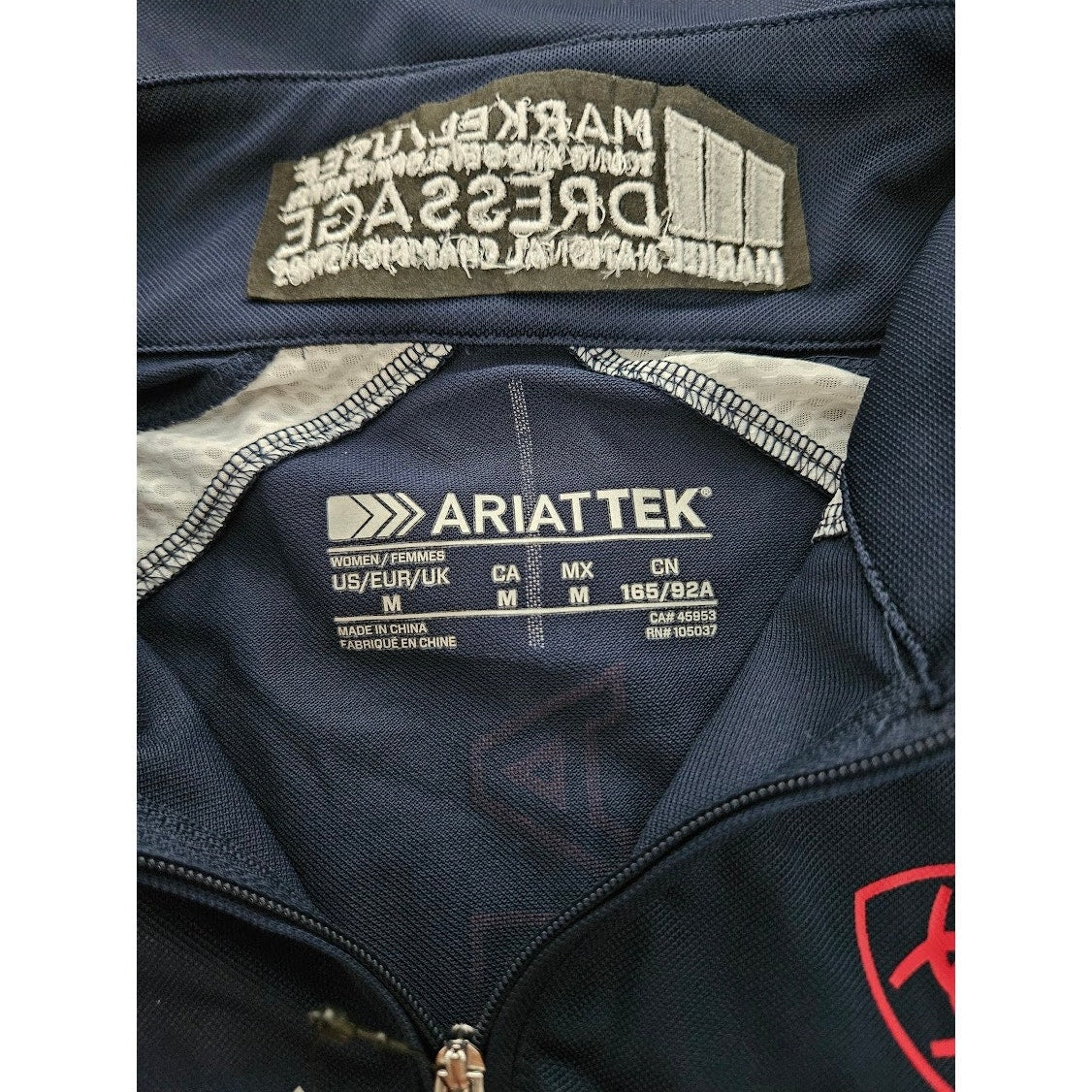 Ariat Navy Blue, Red and White Sunstopper 2.0 Team 1/4 Zip Baselayer Womens Med