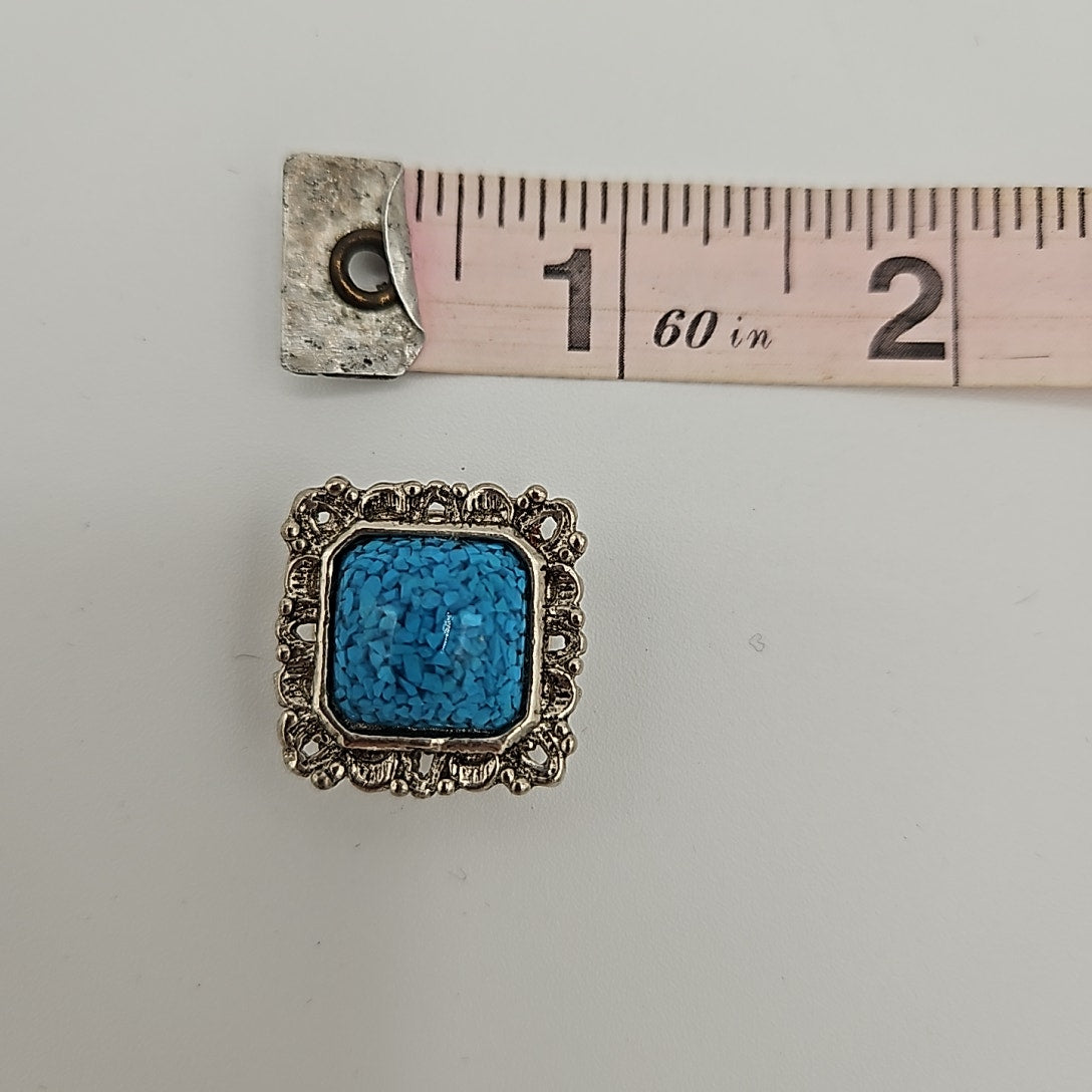 Turquoise and Silver Button Covers Set of 3 1"