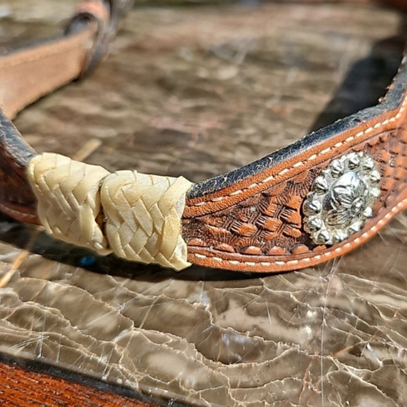 Double S Handtooled Leather Belt Size 26 Pre-Loved