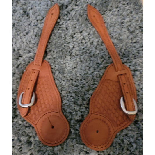 Leather Spur Straps Basketweave Cowboy Buckaroo style NEW