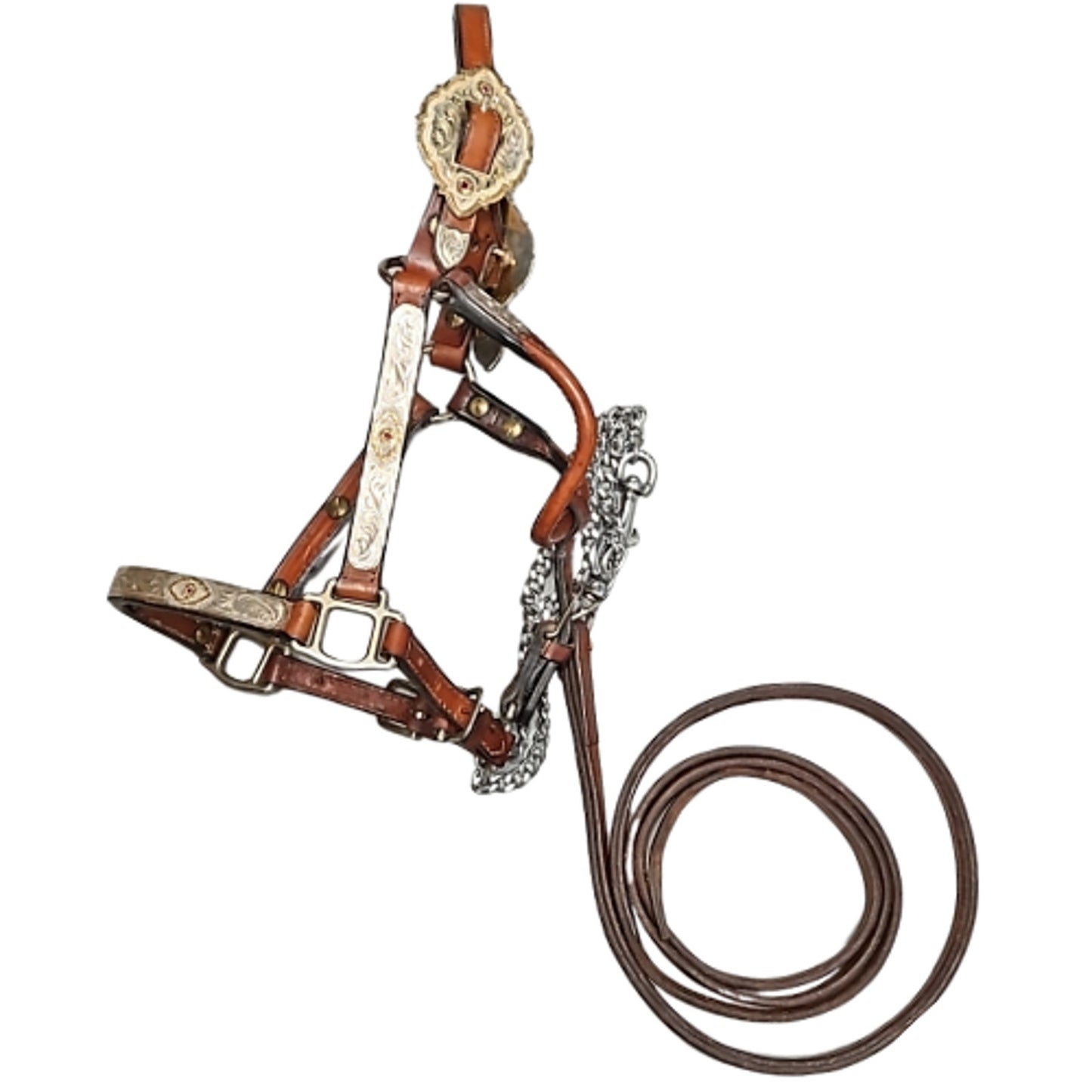 Kathy's Sterling Silver Overlay Weanling Western Show Halter with Tory Lead