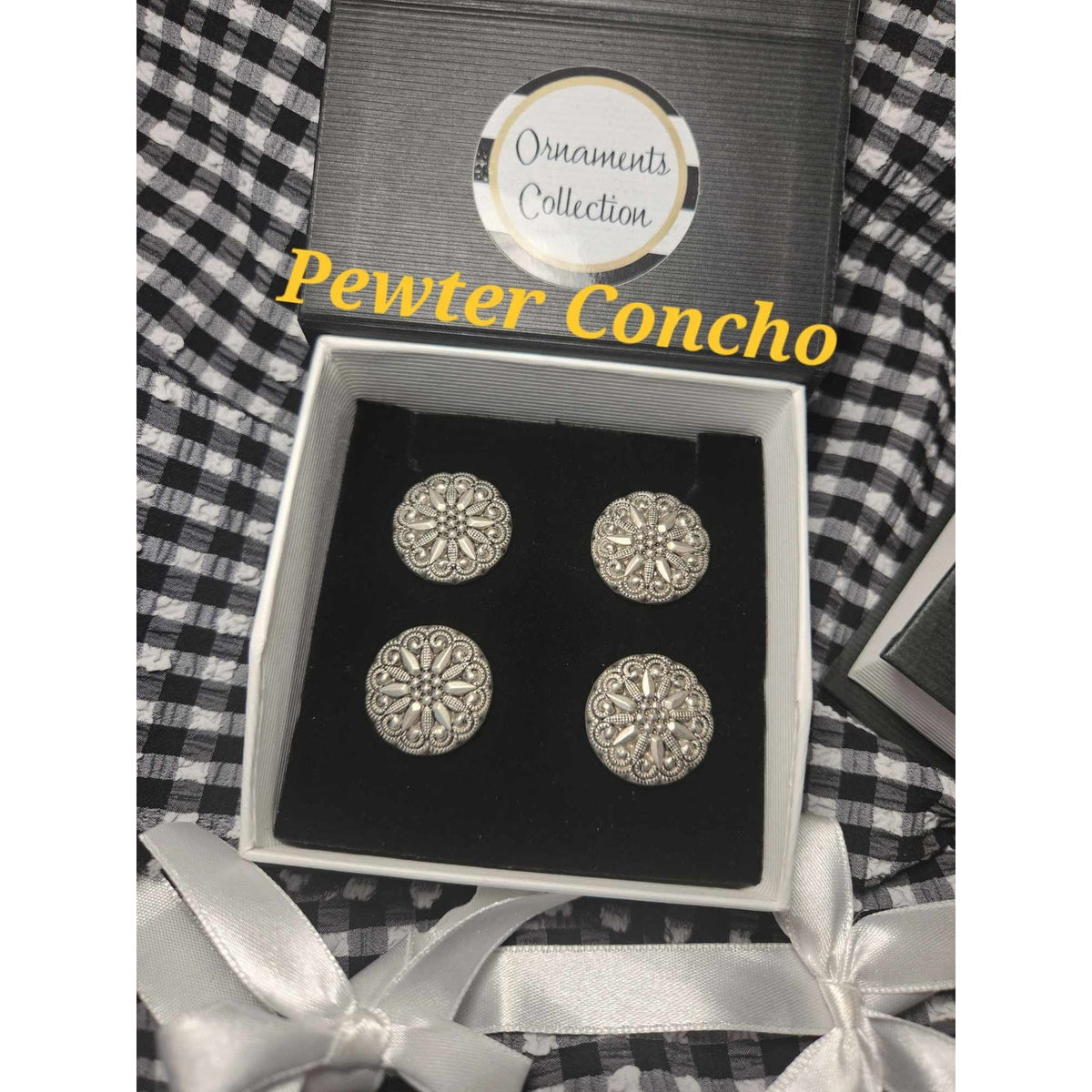Magnetic Horse Show Number Pins Pewter Concho Set of 4 NEW
