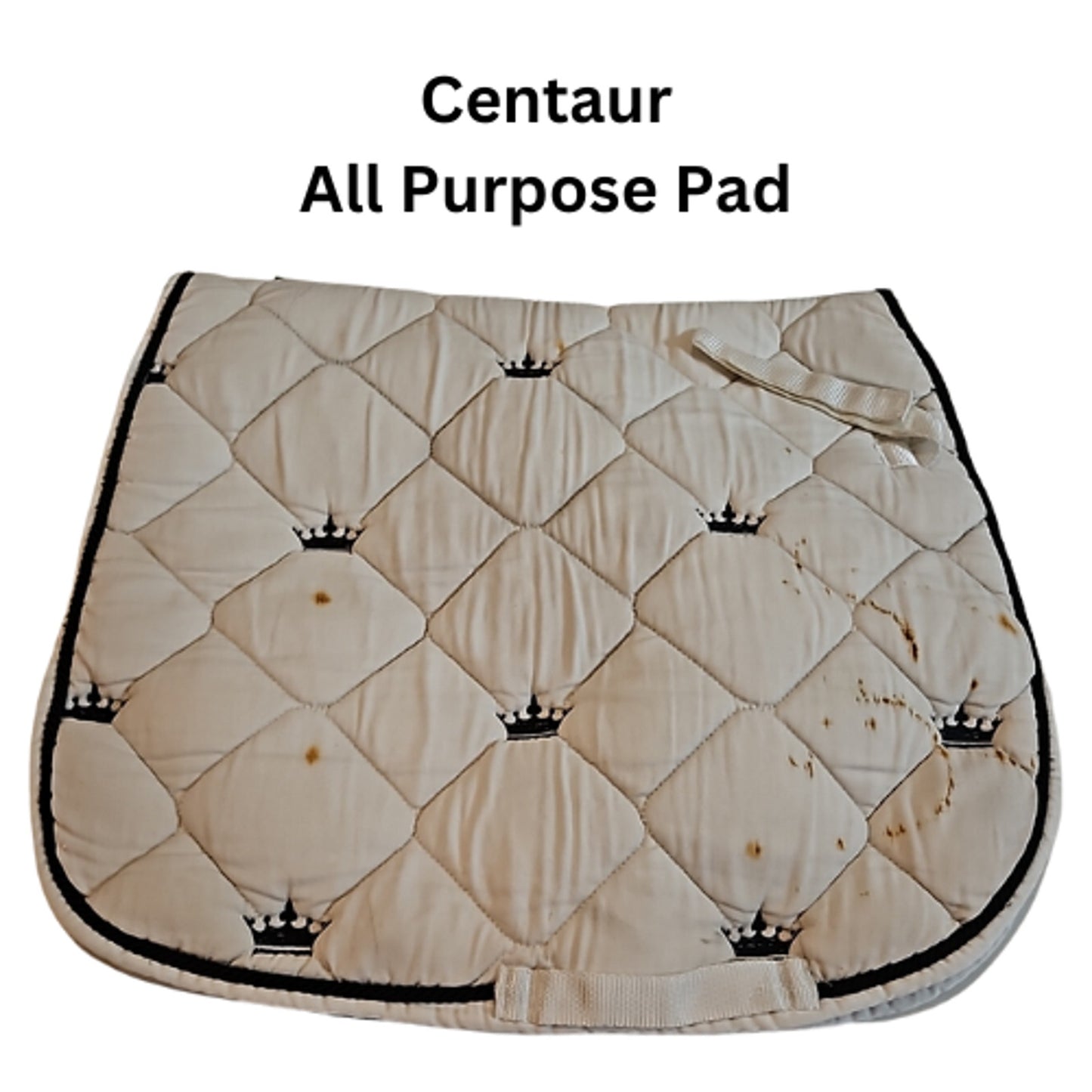 Centaur All Purpose English Saddle Pad White with Crowns Horse Size USED