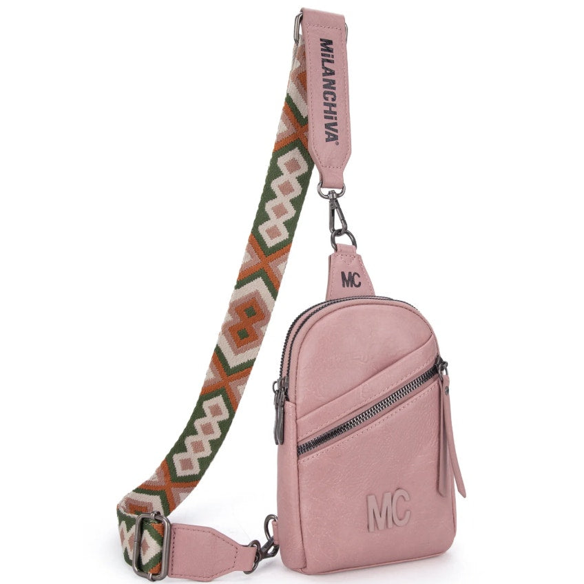 Milan Chiva Montana West Sling Crossbody Bag NEW Pink