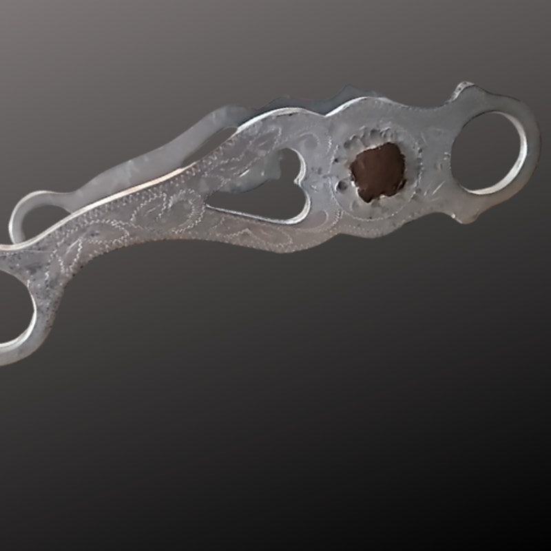 Antique Crockett Western Bit Aluminum Straight Mouth Heart