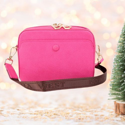 Montana West Genuine Leather Clutch Crossbody NEW Pink