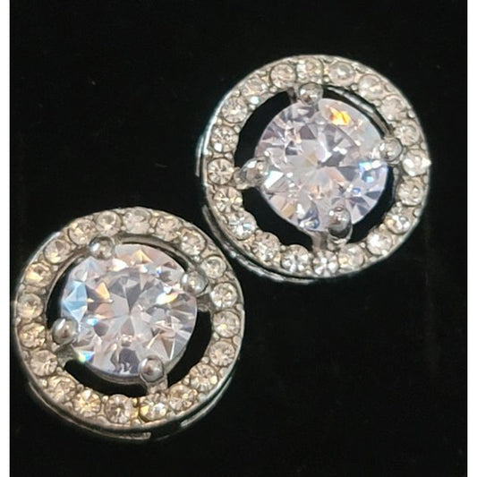 Crystal Earrings Ringed in Crystals Post Back NEW