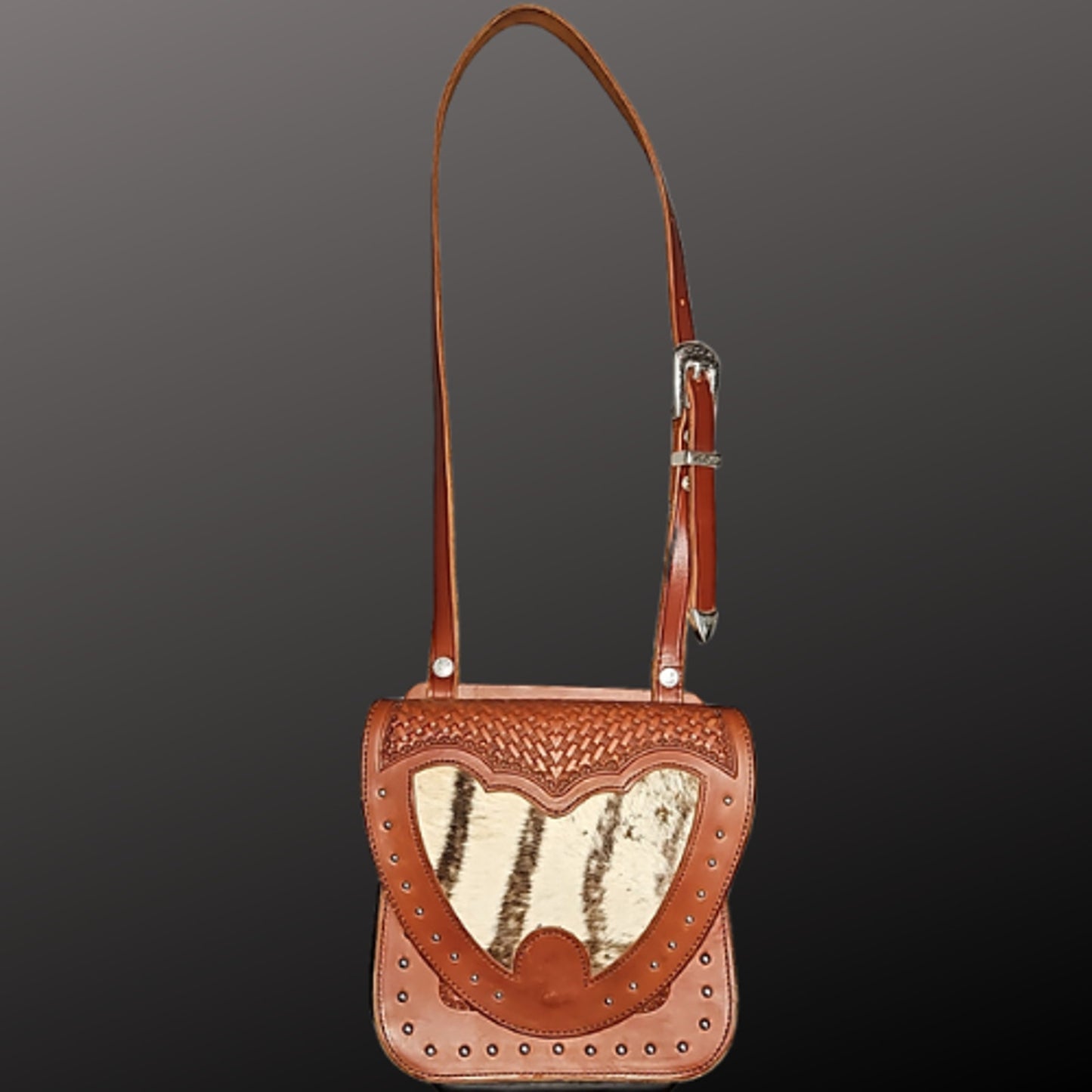 Hickman Saddlery Western Crossbody Hair On Cowhide Studs