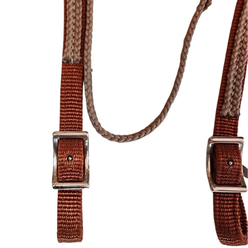 Tuffy Big Horn One Ear Headstall Brown Tan Horse Size