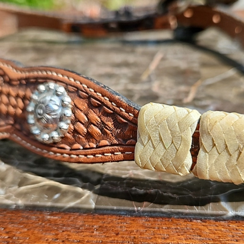 Double S Handtooled Leather Belt Size 26 Pre-Loved