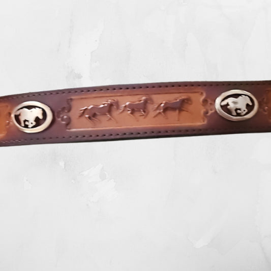 Appaloosa Trading Company Genuine Leather Belt Horses Conchos Size 28
