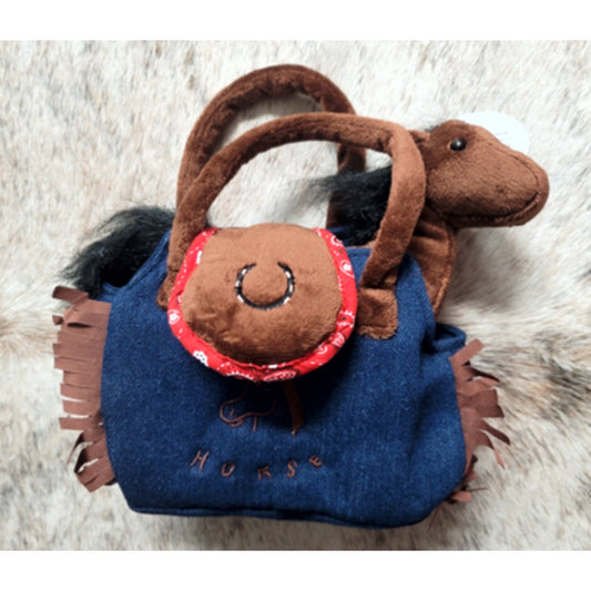 Plush Pony Purse! Great for Kids! Denim purse with Bay Horse Plush