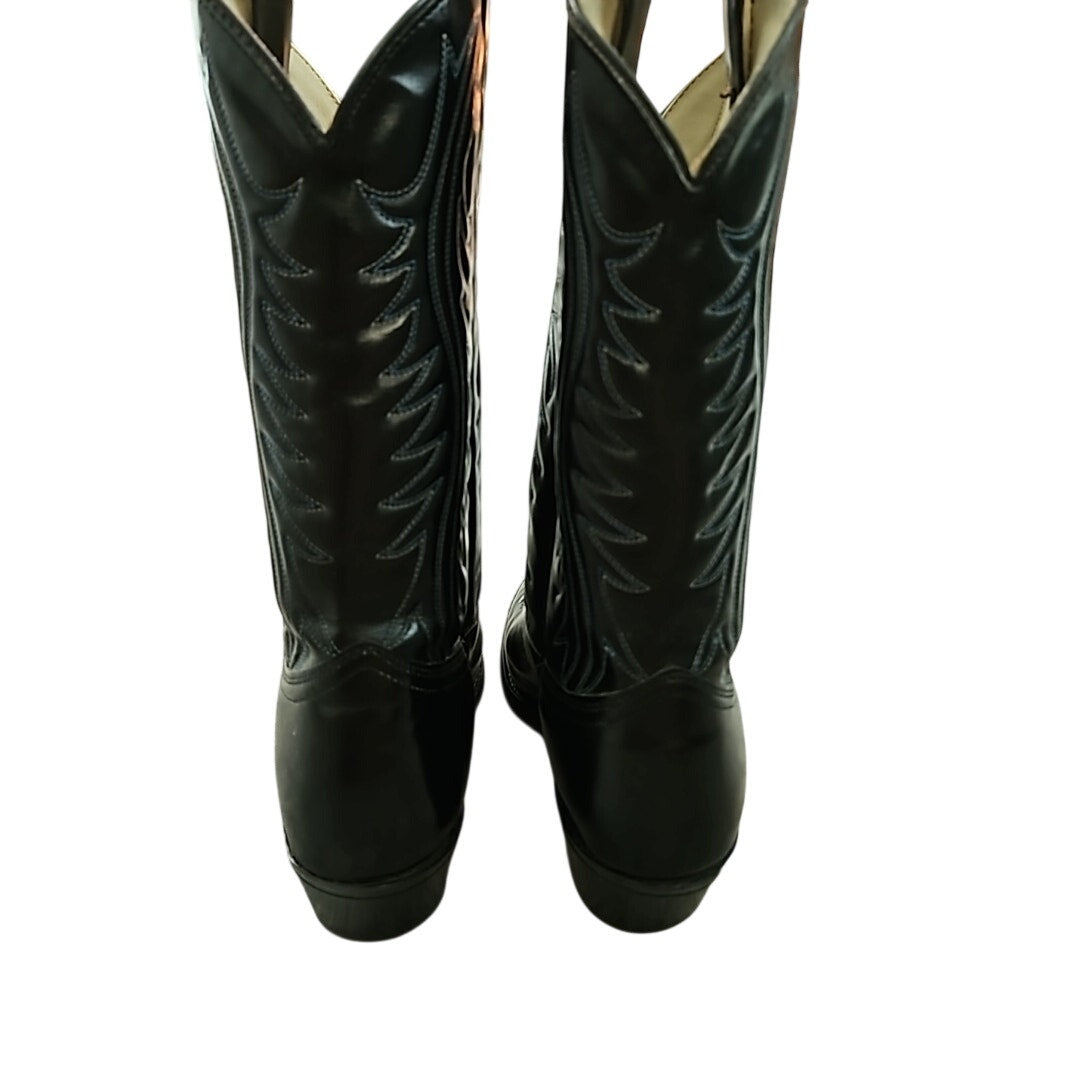 Texas All American Made USA Black Cowboy Boots Size 9 1/2 D Western