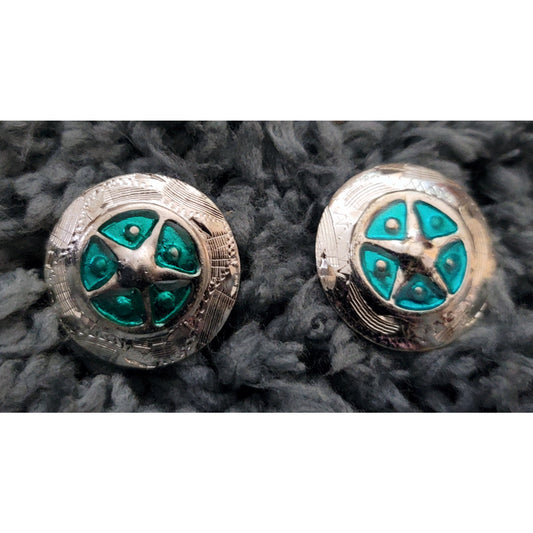 Silver Star Concho Turquoise enamel accent NEW by Action Company 1 1/2" Set of 4
