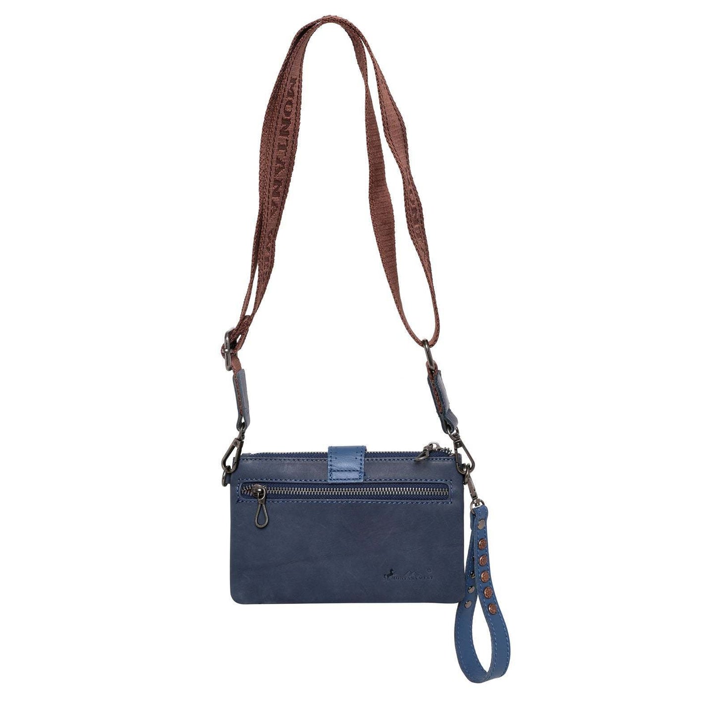 Crossbody Genuine Leather Navy Sugar Skull Concho NEW