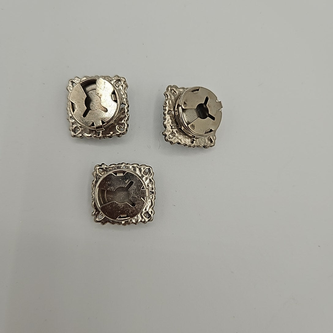 Turquoise and Silver Button Covers Set of 3 1"
