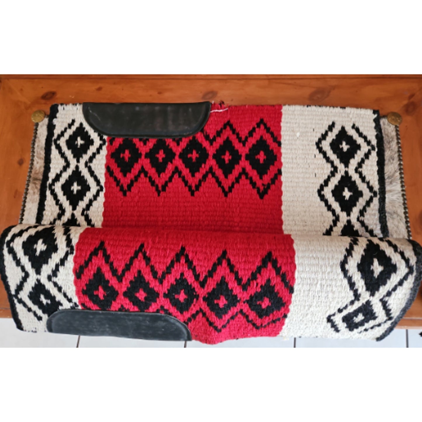 Harris Reversible Western Show Saddle Blanket Red Black 34 x 38 USED