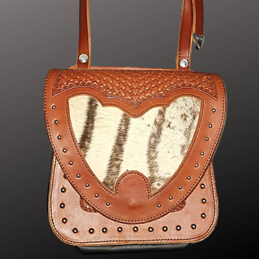 Hickman Saddlery Western Crossbody Hair On Cowhide Studs
