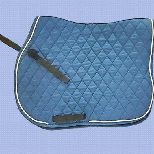 State Line All Purpose English Saddle Pad Blue Horse Size USED