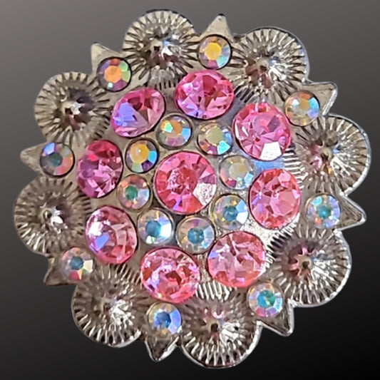 Western Scarf Slide Princess Pink Clear Crystal Silver NEW