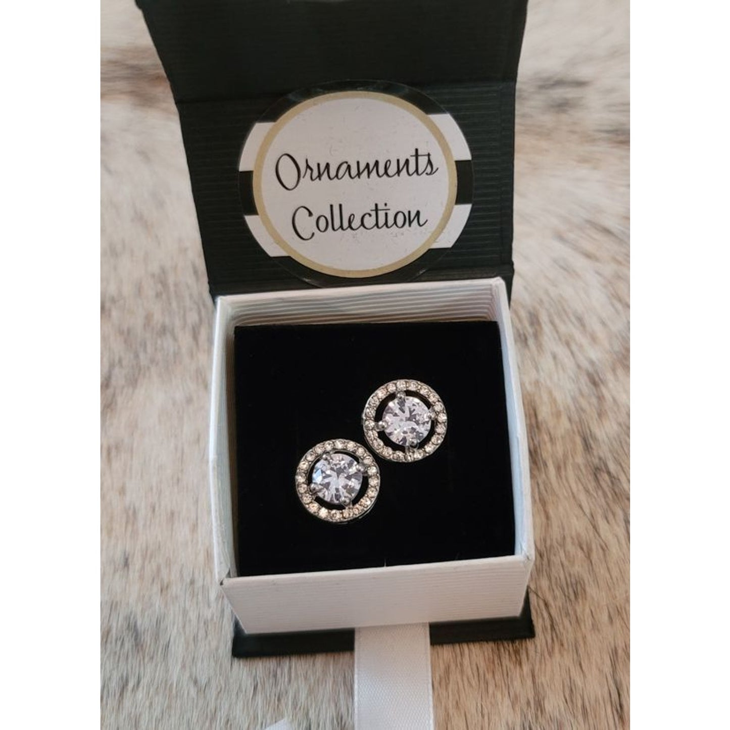 Crystal Earrings Ringed in Crystals Post Back NEW