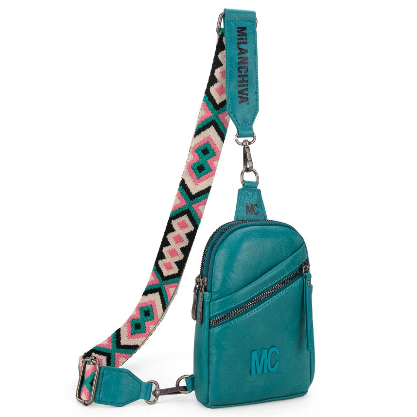Milan Chiva Montana West Sling Crossbody Bag NEW Turquoise