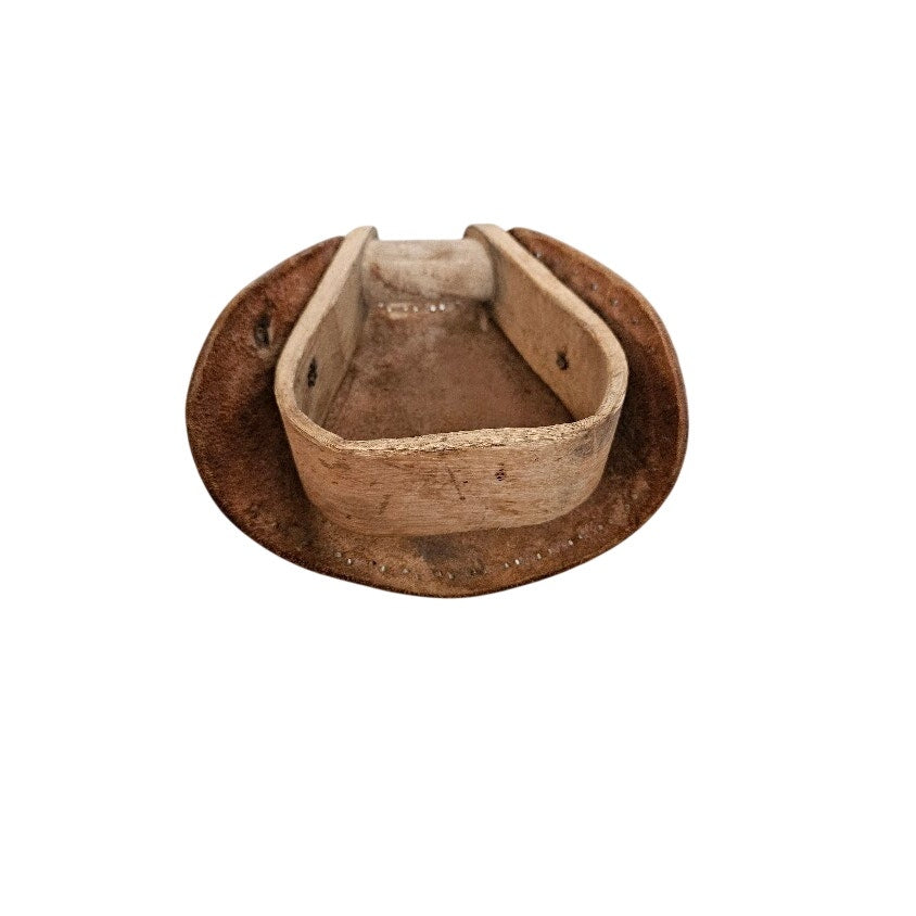 Vintage leather-covered western saddle stirrups Tapaderos